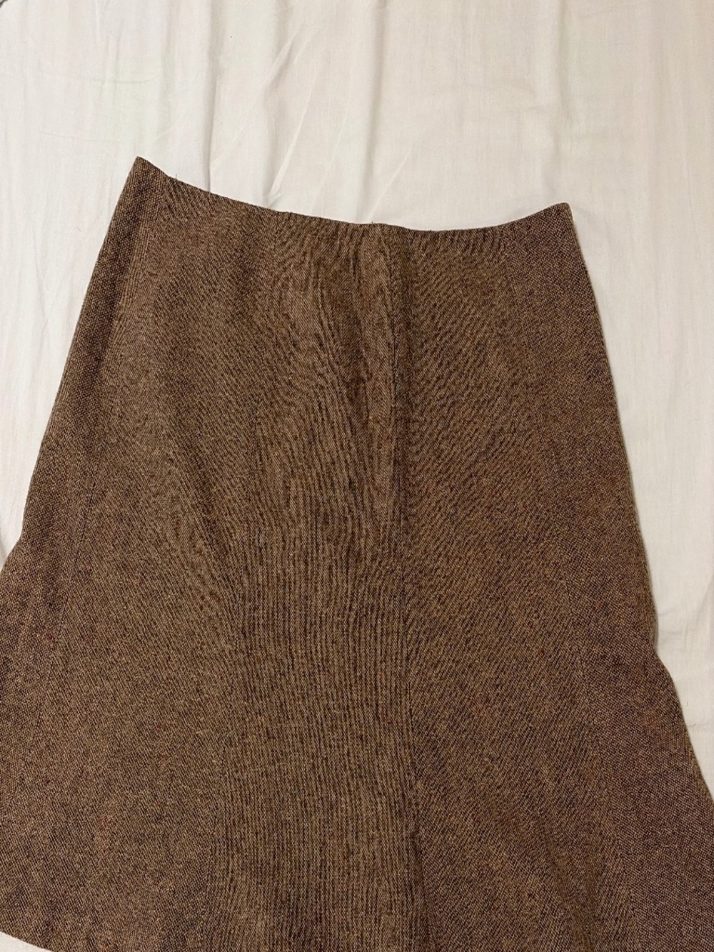 Brown knee-length wool skirt
